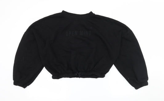 Primark Womens Black  Jersey Pullover Sweatshirt Size 10  - Cropped