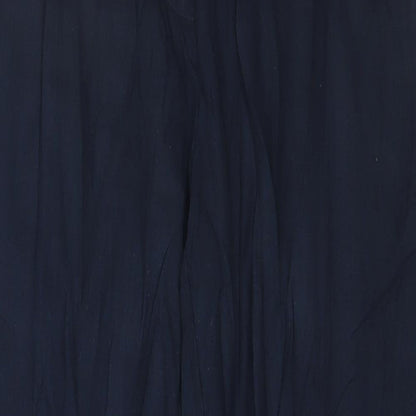 Close-up detail of Papaya women’s blue trousers, size UK 12, 29-inch leg