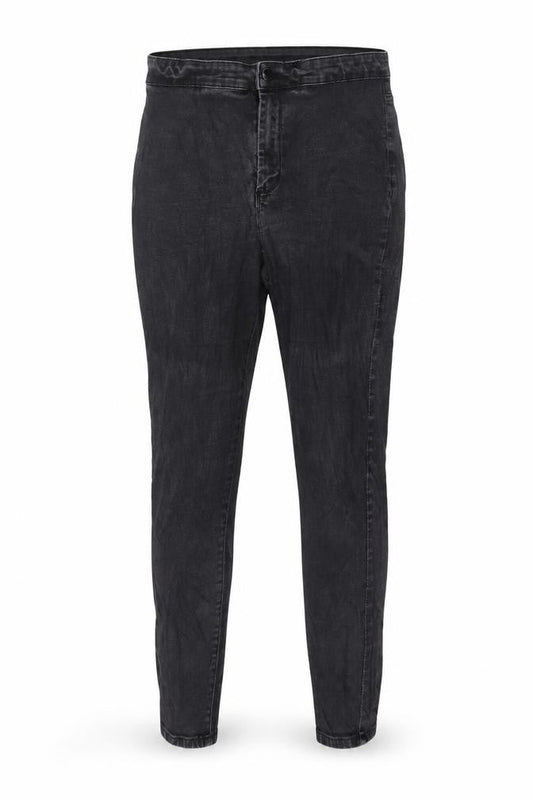 Front view of Denim & Co. women’s grey denim skinny jeans, size UK 14, 27-inch leg