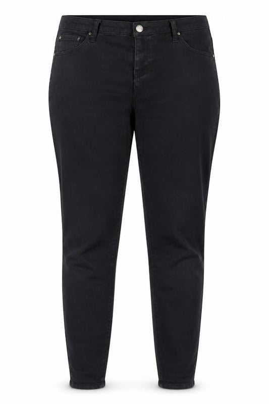 Front view of Denim & Co. women’s grey denim skinny jeans, size UK 14, 28-inch leg