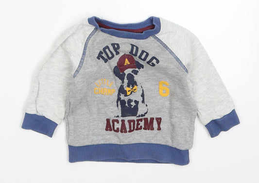 F&F Boys Grey   Basic T-Shirt Size 6-9 Months  - Top Dog Academy
