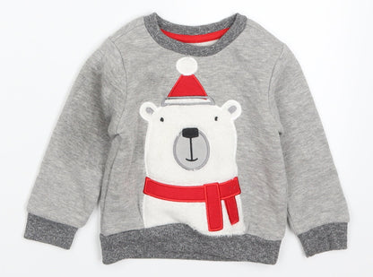 Front view of Primark Baby Grey Basic T-Shirt, size 18-24, Months - Polar Bear