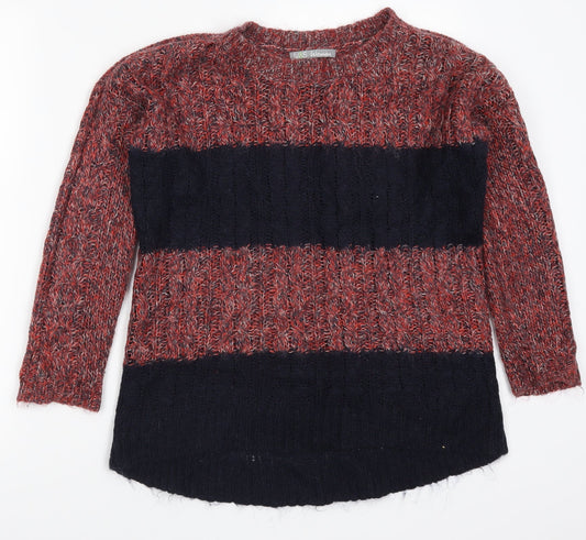 Marks and Spencer Womens Red Striped  Pullover Jumper Size 8