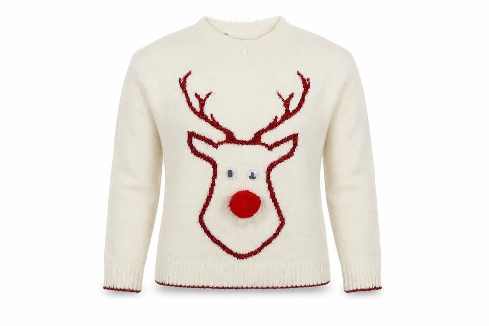 Primark Womens White   Pullover Jumper Size 6  - Rudolph