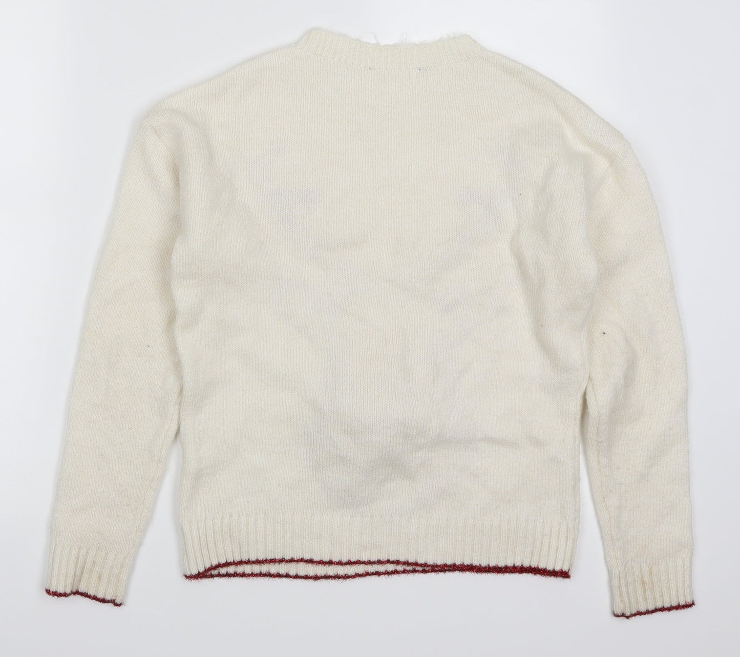 Primark Womens White   Pullover Jumper Size 6  - Rudolph