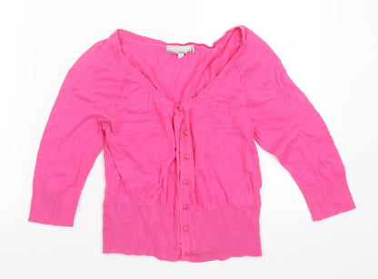 Additional front view of Red Herring women’s pink cardigan jumper, size UK 10