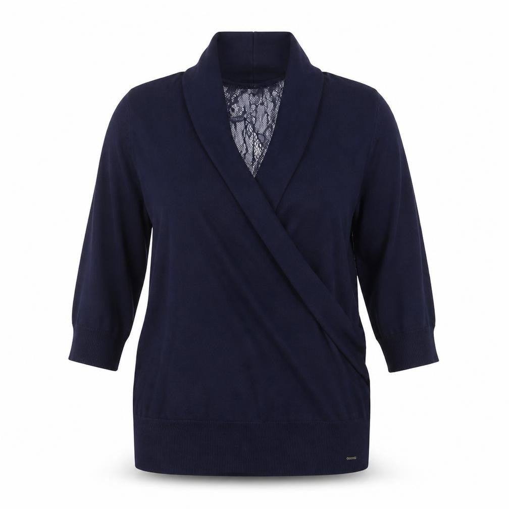Morgan Womens Blue  Lace Pullover Jumper Size M