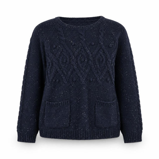 Front view of Papaya women’s blue jumper, size UK 8