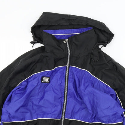 Close-up detail of stanino boys’ black colourblock anorak jacket, size S