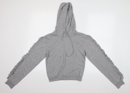 Select Womens Grey   Pullover Hoodie Size S  - Cropped