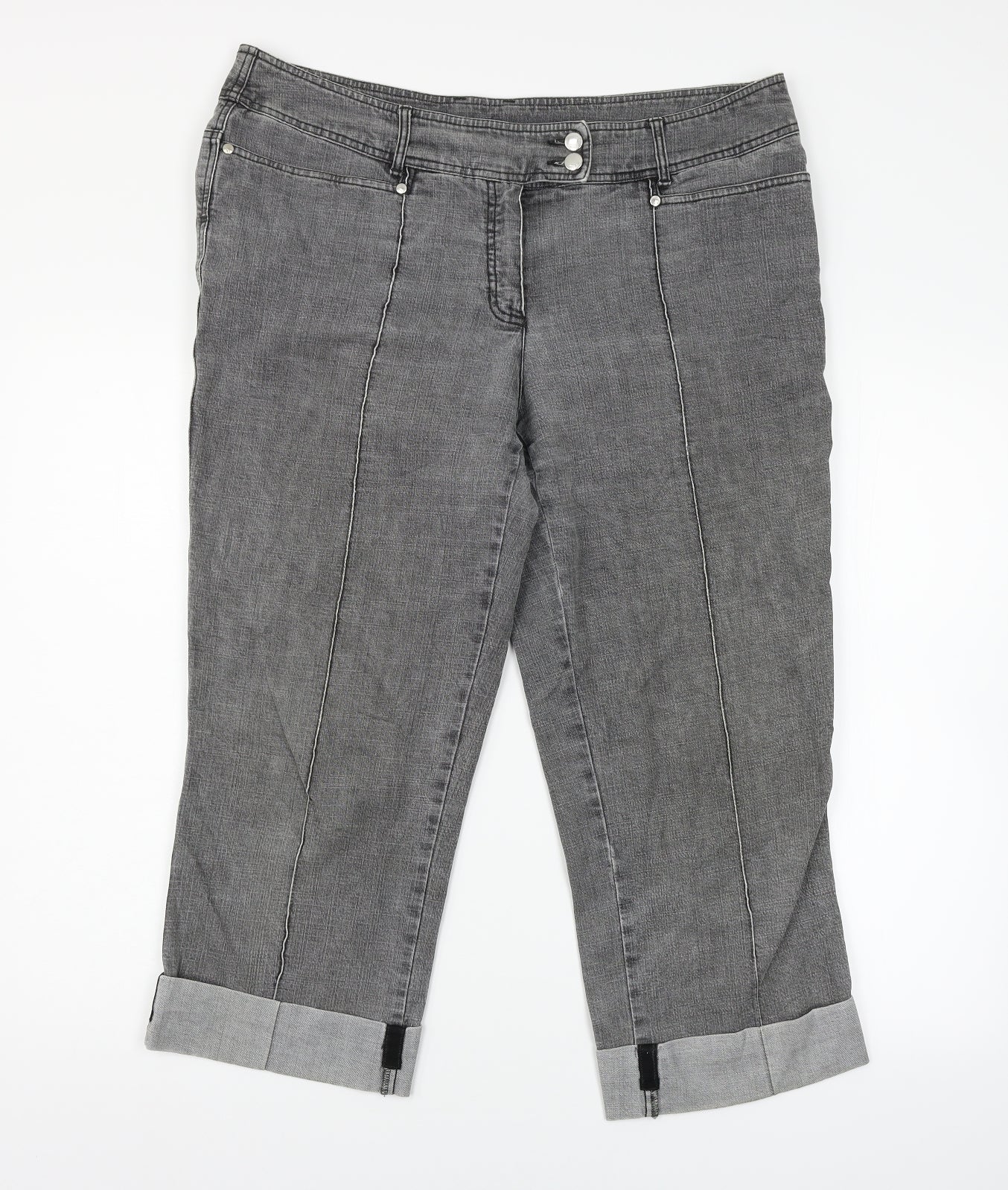 Preworn Womens Grey  Denim Cropped Jeans Size L L22 in