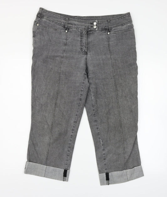 Preworn Womens Grey  Denim Cropped Jeans Size L L22 in