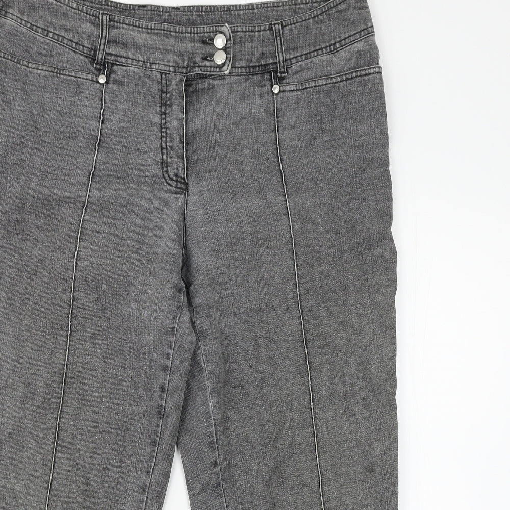 Preworn Womens Grey  Denim Cropped Jeans Size L L22 in