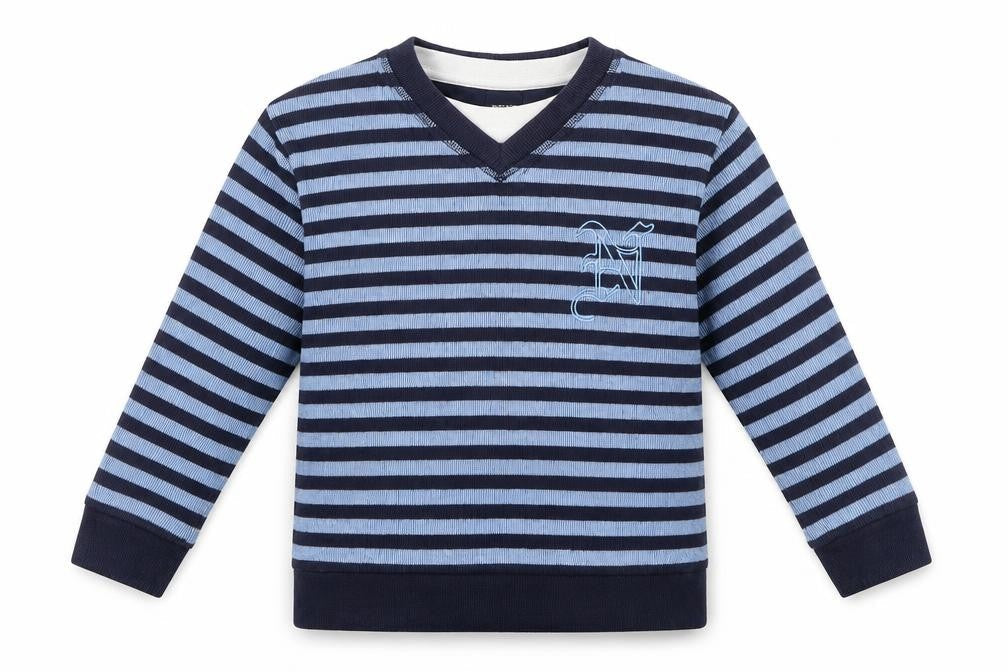 Next Boys Blue Striped  Pullover Jumper Size 6 Years