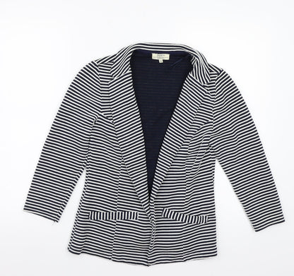 Additional front view of Papaya women’s white striped jacket blazer, size UK 10