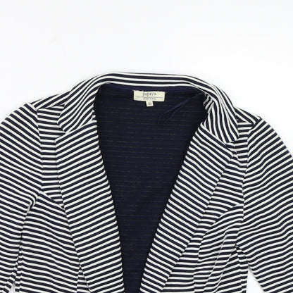 Close-up detail of Papaya women’s white striped jacket blazer, size UK 10