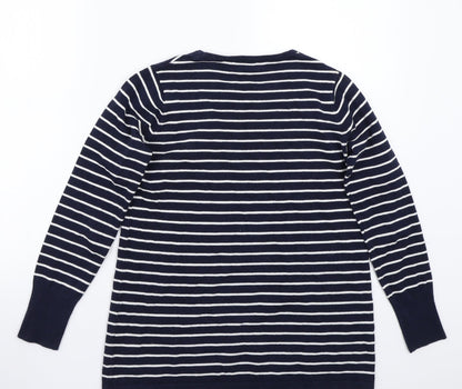 Queen shop Womens Blue Striped  Pullover Jumper One Size