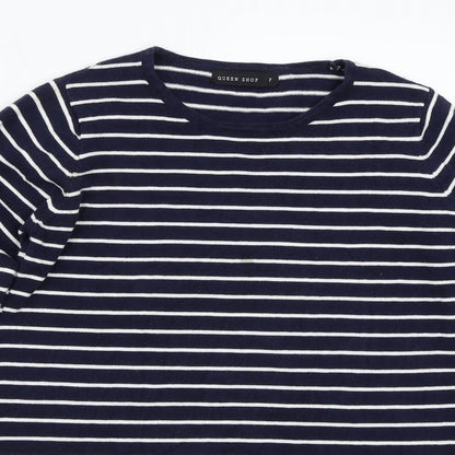 Queen shop Womens Blue Striped  Pullover Jumper One Size