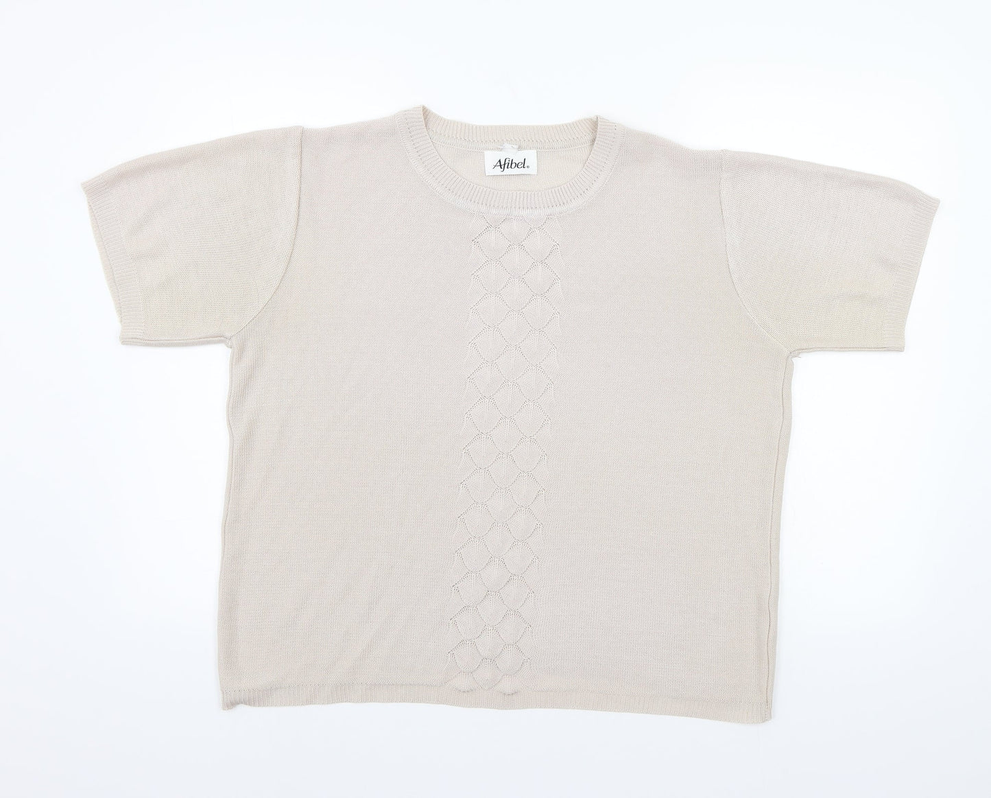 Afibel Womens Beige   Basic T-Shirt Size L