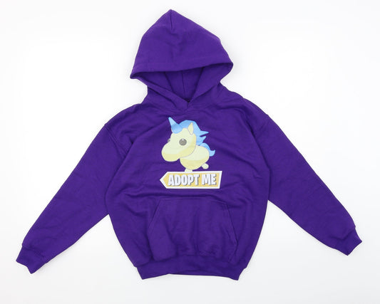Gilden Girls Purple Houndstooth  Pullover Hoodie Size M