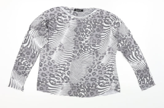 Kaleidoscope Womens Grey Animal Print  Basic T-Shirt Size 14
