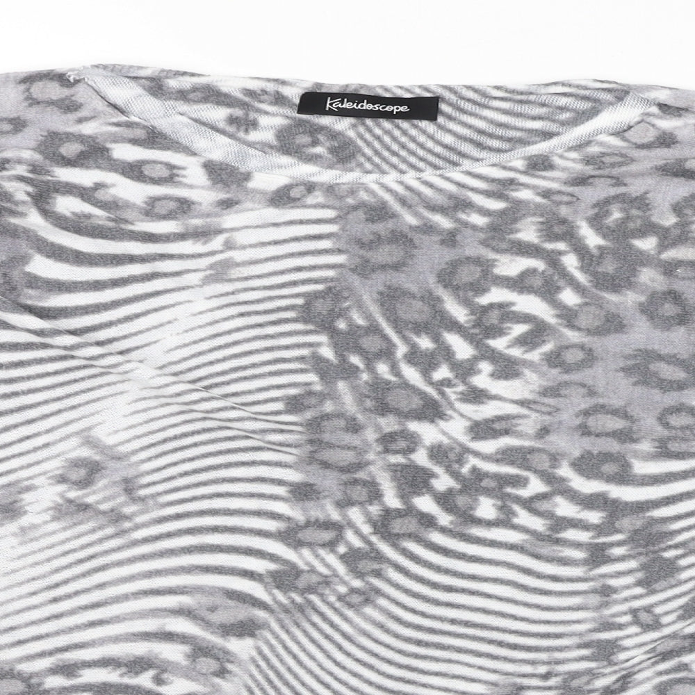 Kaleidoscope Womens Grey Animal Print  Basic T-Shirt Size 14