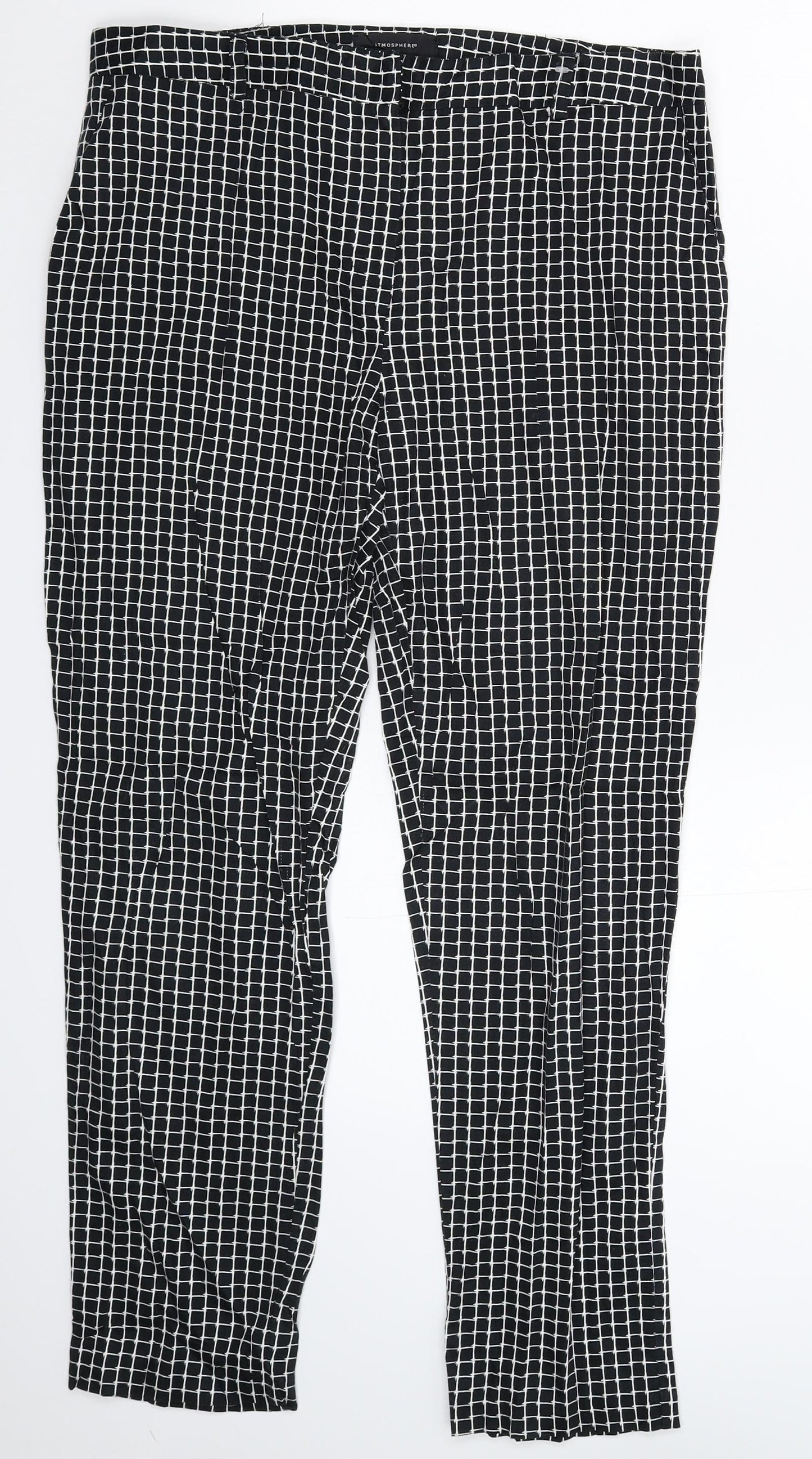 Atmosphere Womens Black Check  Trousers  Size 12 L27 in