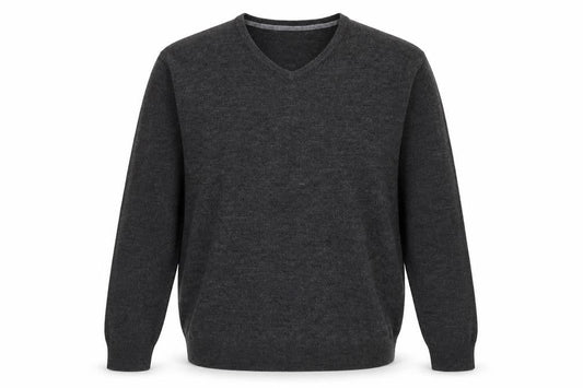 Front view of Easy men’s grey knit jumper, size L