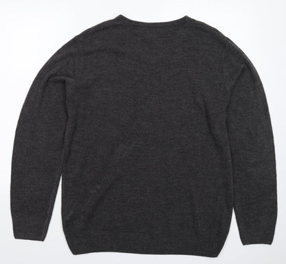 Back view of Easy men’s grey knit jumper, size L