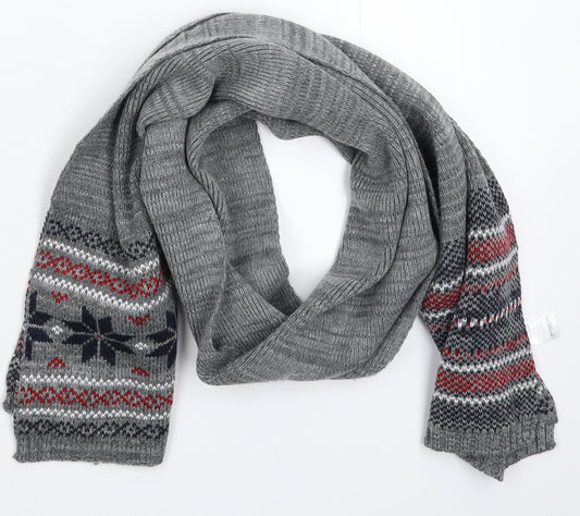 Matalan Unisex Grey Geometric Knit  Scarf