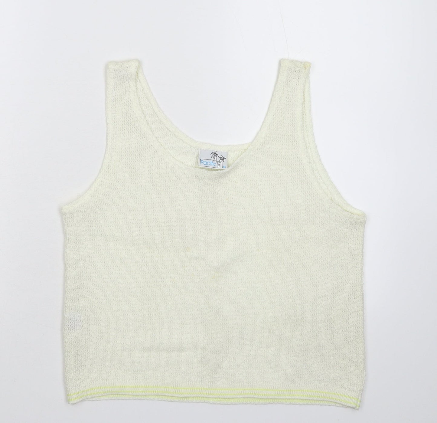 Pacific Womens White  Knit Basic Tank Size M