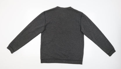 Back view of easy premium clothing men’s grey jumper, size M