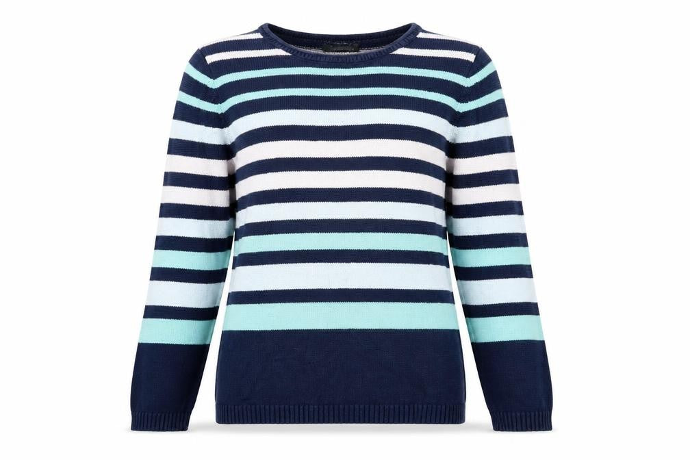 Bonmarché Womens Blue Striped Pullover Jumper Size S