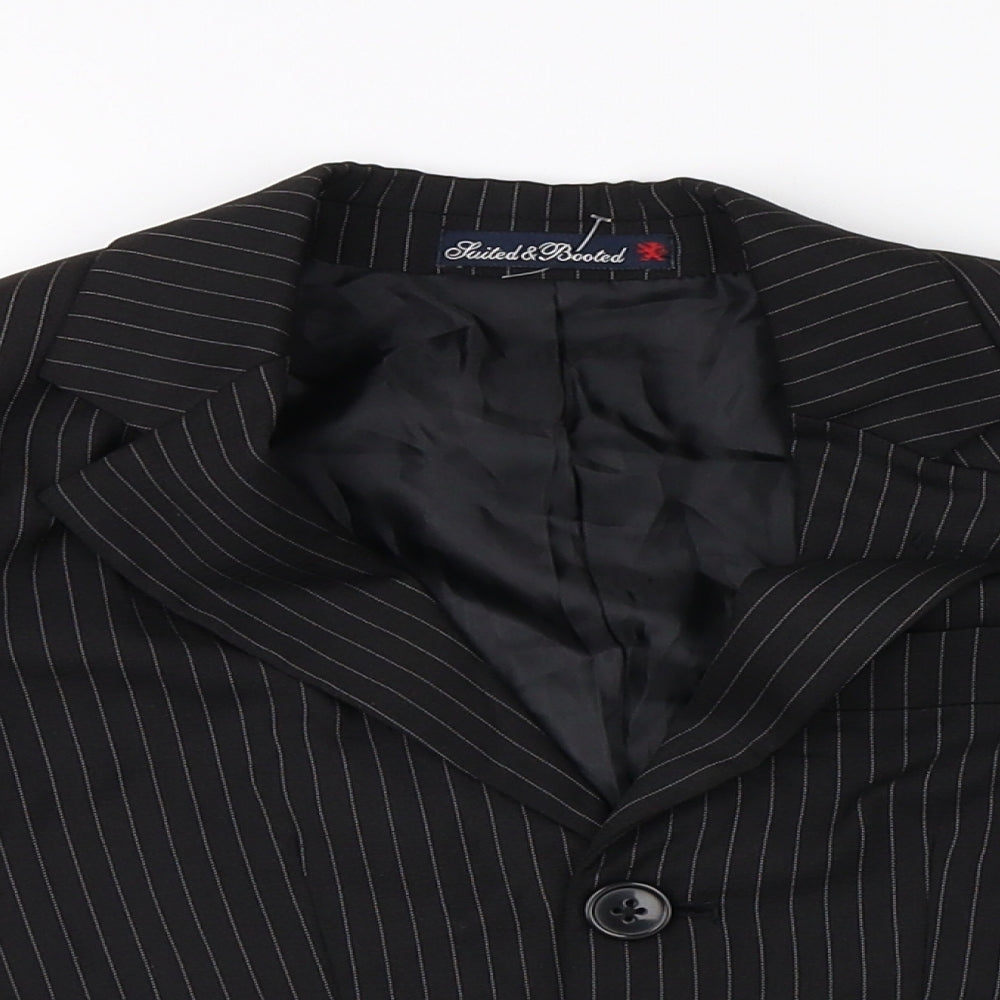 suited and booted Boys Black Striped  Jacket Blazer Size 2 Years