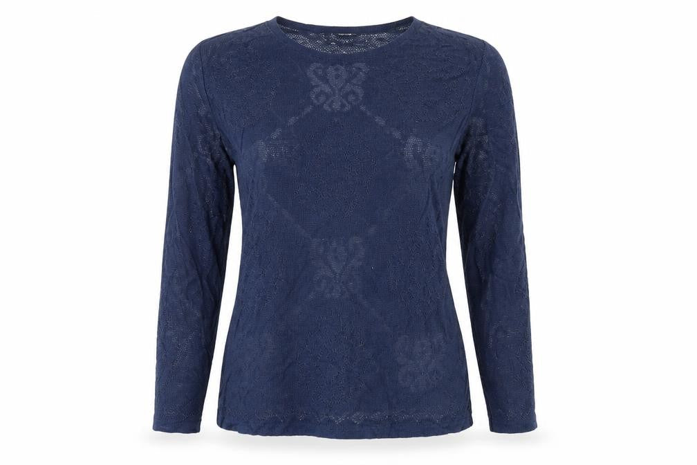 Warehouse Womens Blue Floral  Pullover Jumper Size 8  - Sheer