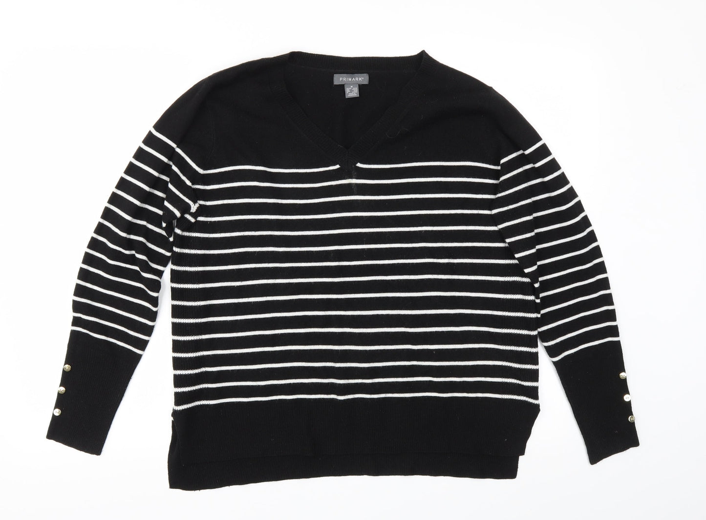 Primark Womens Black Striped  Pullover Jumper Size M
