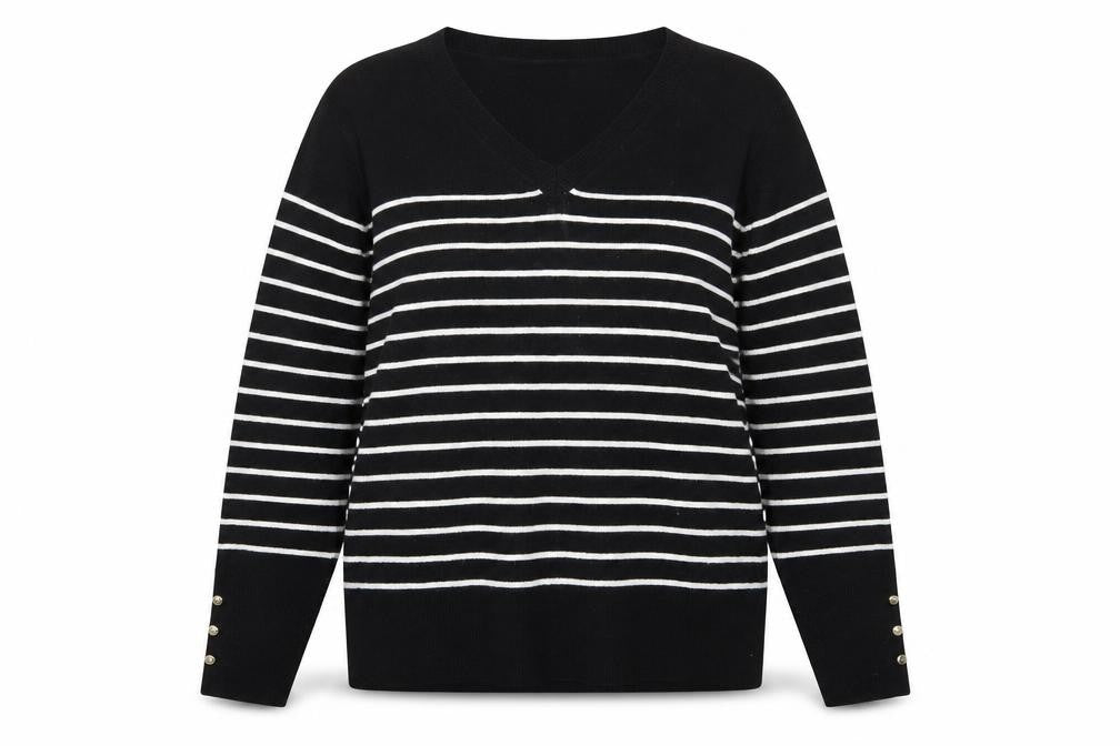 Primark Womens Black Striped  Pullover Jumper Size M