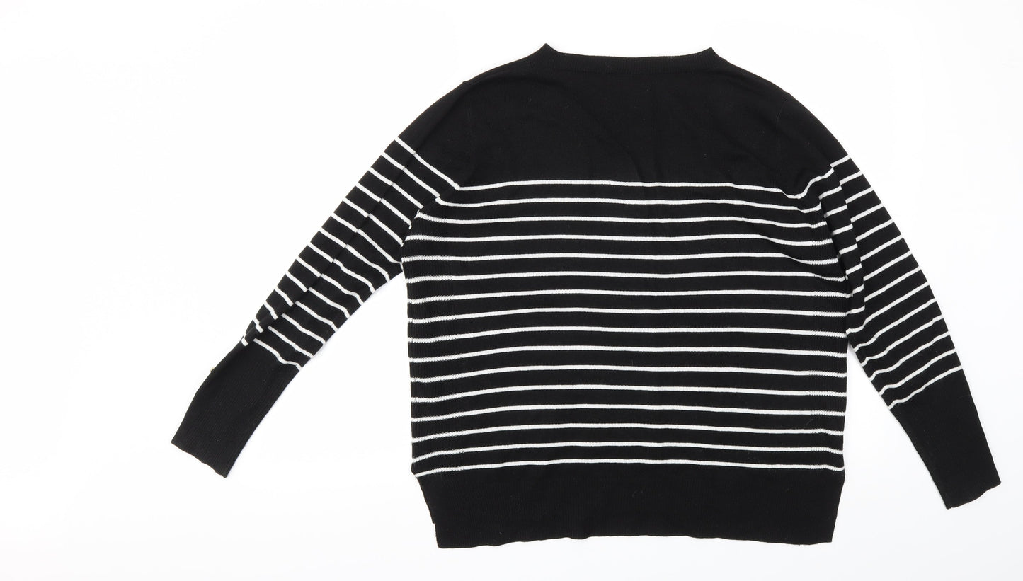 Primark Womens Black Striped  Pullover Jumper Size M