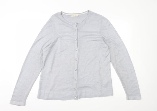 Classic Womens Grey  Knit Cardigan Jumper Size 16