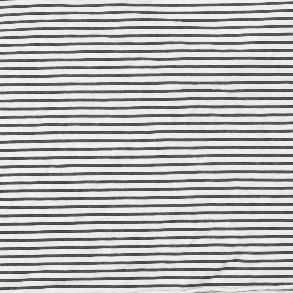 Pull&Bear Womens White Striped Jersey Basic T-Shirt Size 4