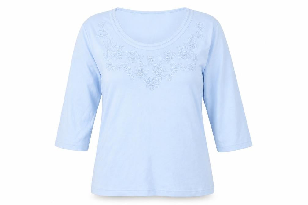 Bonmarché Womens Blue Floral Jersey Top Pyjama Top Size M