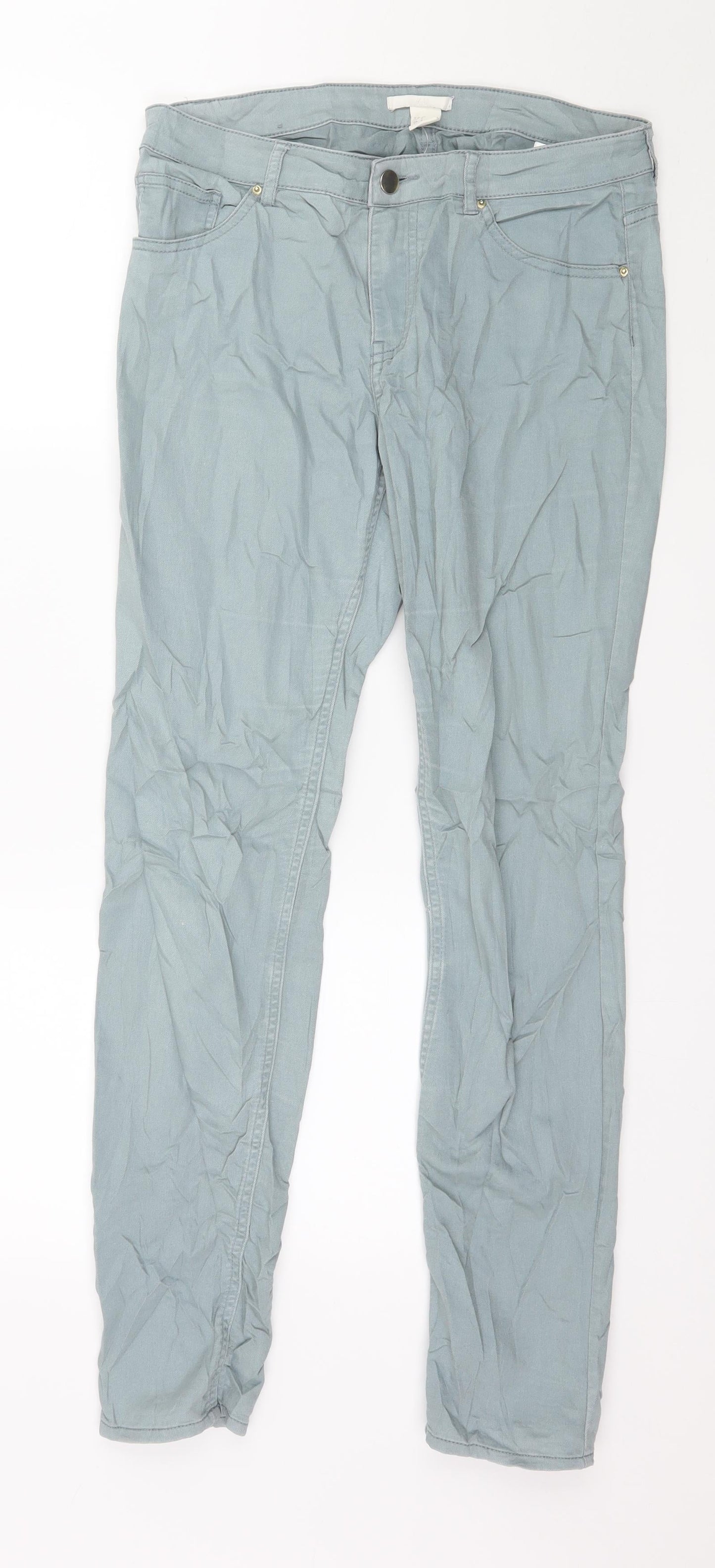 H&M Womens Blue  Denim Skinny Jeans Size 10 L29 in