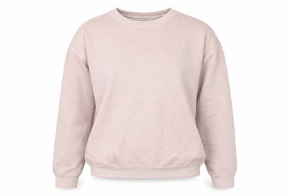 Front view of AsYou women’s pink pullover sweatshirt, size S