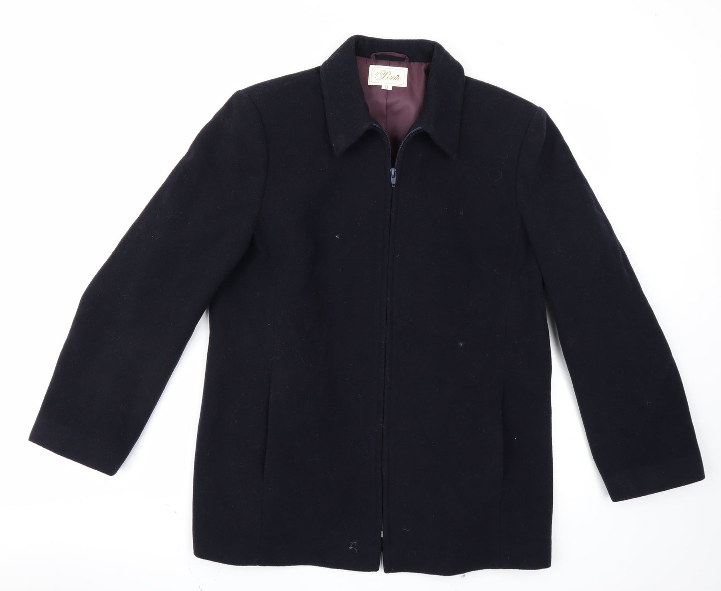 Perrie Womens Black   Overcoat Coat Size 14