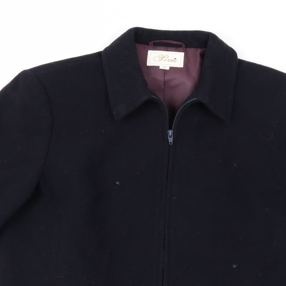 Perrie Womens Black   Overcoat Coat Size 14