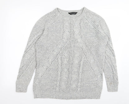 Preloved Dorothy Perkins Womens Grey   Pullover Jumper Size 12  - sequin - Front