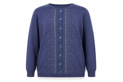just one Womens Blue   Pullover Jumper Size XL  - sparkle detail