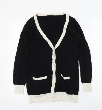 Additional front view of Papaya women’s black cardigan jumper, size UK 10