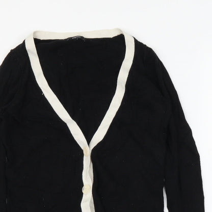 Close-up detail of Papaya women’s black cardigan jumper, size UK 10