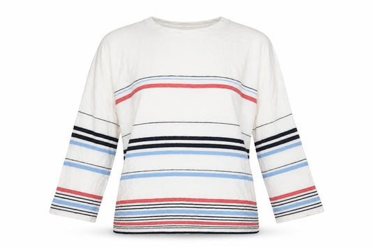 Tu Womens White Striped  Pullover Jumper Size 12